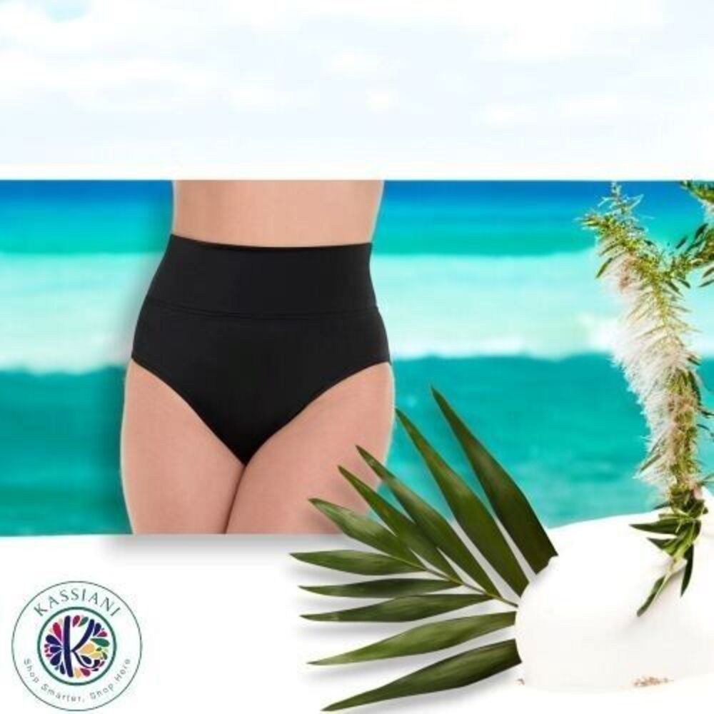 Trimshaper‎ Womens High Waist Bikini Swimsuit Bottom, 14, Black